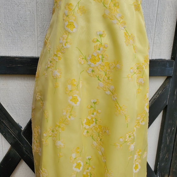 Vintage 1960's/70's Yellow Floral Halter Dress XS - Picture 8 of 16